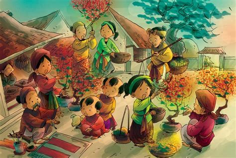 Hình vẽ, Tranh vẽ về đề tài Ngày Tết – Đón xuân sum vầy! | Disney art ...