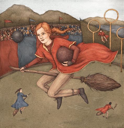 Illustration of Ginny Weasley playing Quidditch, by Jessica Roux Harry ...