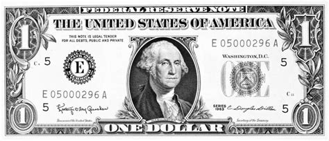 One Dollar Bill Npresident George Washington On The Front Of A US One ...