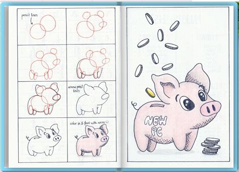 How to draw a piggy bank pig | Journaling ideen, Sparschwein, Zeichnungen