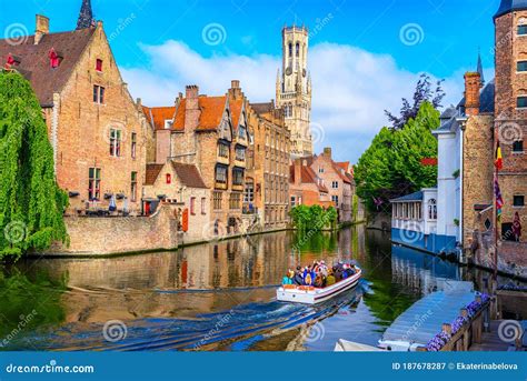 Classic View of the Historic City Center with Canal in Brugge, West ...