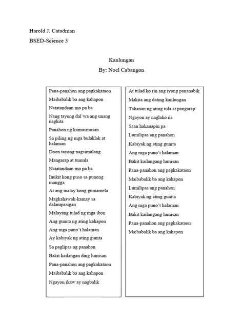 Kanlungan Lyrics | PDF