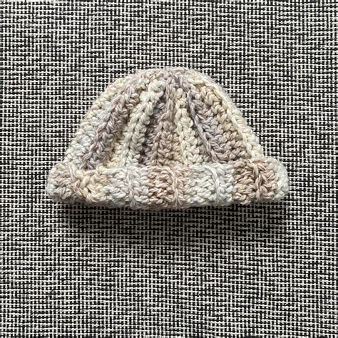 Beige/brown handmade crochet beanie Super comfy,... - Depop