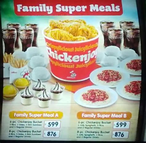 Menu at Jollibee restaurant, Pasay, Terminal 3 Departures Area