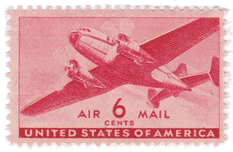 1941 6c Airmail Twin-Motor Transport | Postage stamps usa, Postage ...