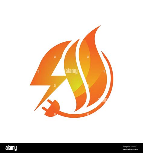 Fire Flame Logo design with electrical sign symbol Stock Vector Image ...