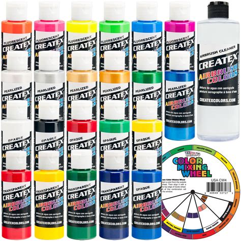 Createx Colors Airbrush Paint - 22 Colors and Cleaner - 2 oz - Walmart.com