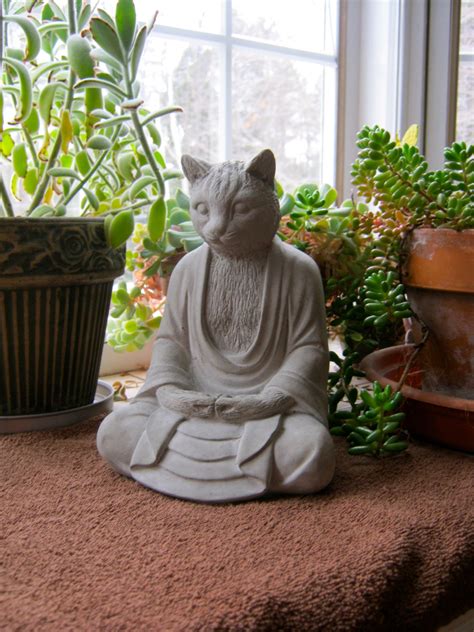 Buddha Cat Statue Large Concrete Buddhism by WestWindHomeGarden