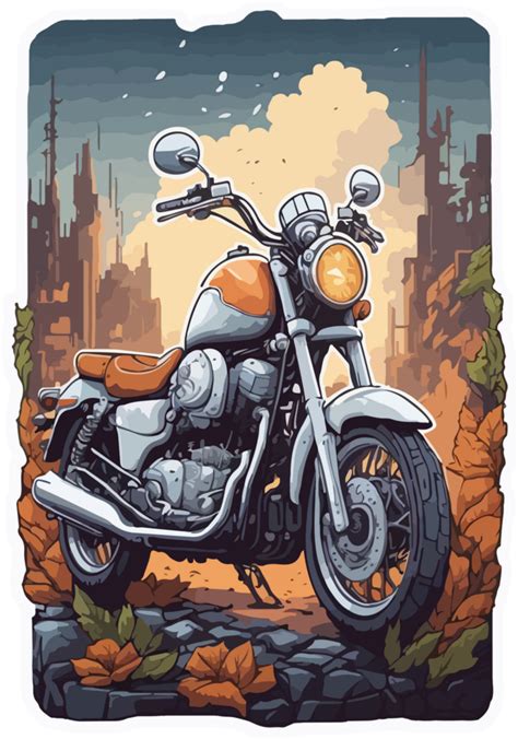 Travel Motorcycle Sticker Cartoon AI Generative 27308612 PNG