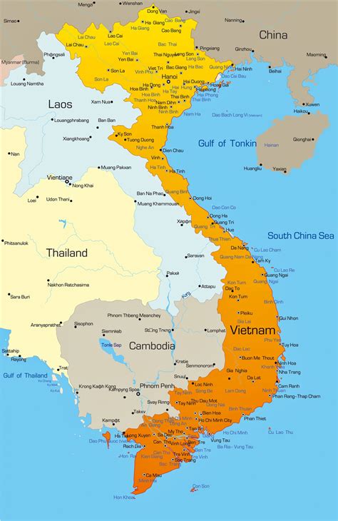 Cities map of Vietnam - OrangeSmile.com