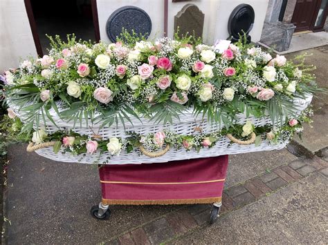 Beautiful pink and cream #roses #coffin spray #casket spray Funeral ...