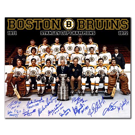 1972 Boston Bruins Stanley Cup Champions Team Autographed 16x20 Signed ...