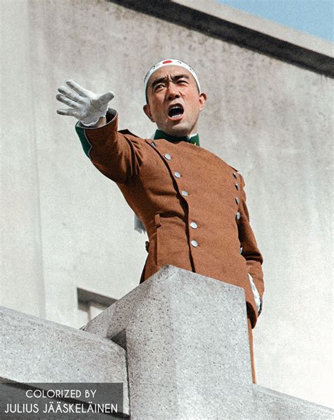 Yukio Mishima delivering his speech in the failed coup attempt just ...