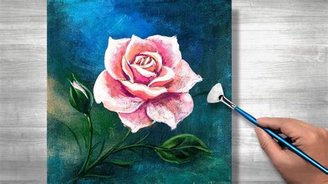 Acrylic painting tutorial flowers | Blooming rose | daily art #187 ...