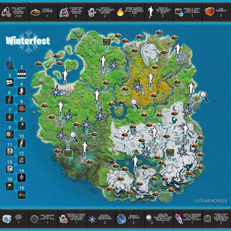 Fortnite Winterfest Challenges Cheat Sheet Locations Map - Fortnite Insider