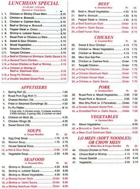 Grand Buffet Menu, Menu for Grand Buffet, Marysville, Marysville ...