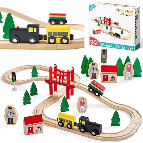 Buy Wooden Train Set Starter 39-Piece Track Pack with Bridge Fits ...