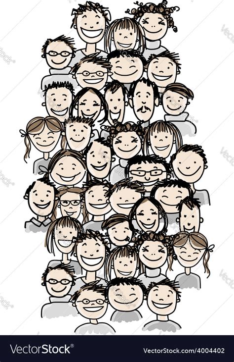 Group of people sketch for your design Royalty Free Vector