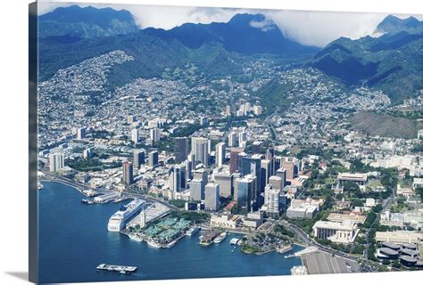 Aerial view of Honolulu and Waikiki, Oahu, Hawaii Wall Art, Canvas ...