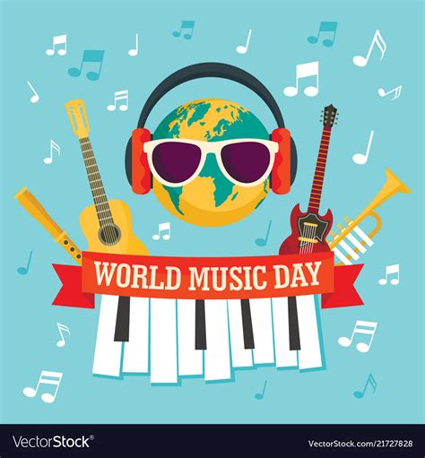 World music day concept background flat style Vector Image