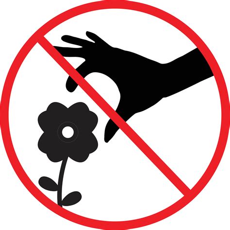 don't pick the flower sign. a red sign that tell you not to pick the ...