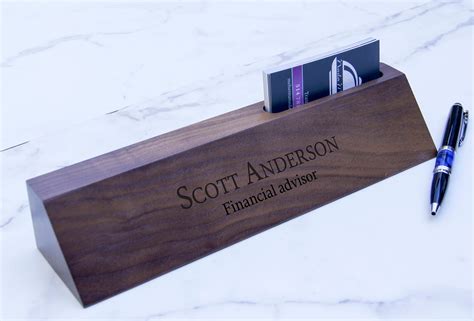 Personalized Wooden Desk Name, Desk wedge card holder, Customized ...