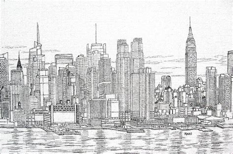 Fetch New York Skyline Drawing Free Vector - Www