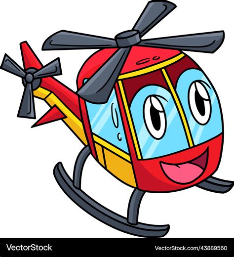 Helicopter with face vehicle cartoon clipart Vector Image