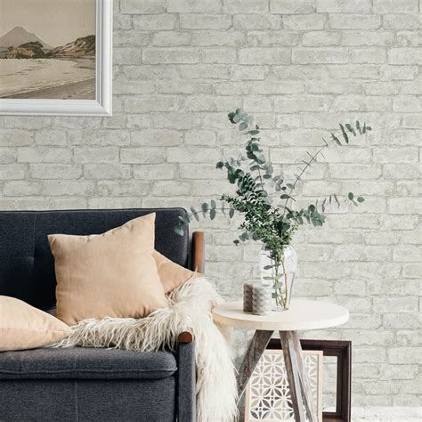 White Brick Wallpaper Living Room Ideas | Baci Living Room