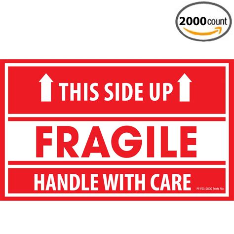 Buy Parts Flix Fragile Sticker Labels 2" x 3", (This Side Up - Fragile ...