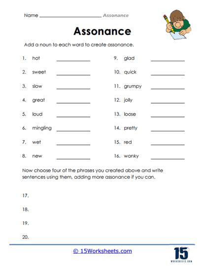 Assonance Worksheets - 15 Worksheets.com