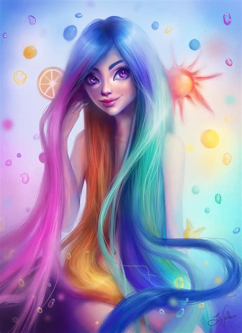 Rainbow Hair by Sandramalie.deviantart.com on @DeviantArt | Anime art ...