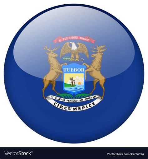 Michigan flag button Royalty Free Vector Image