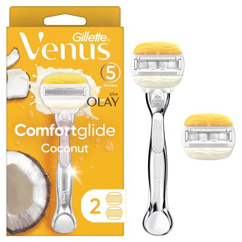 Gillette Venus Coconut ComfortGlide plus Olay Razor + 2 Razor Blade Refills