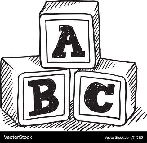 Doodle building blocks kid Royalty Free Vector Image