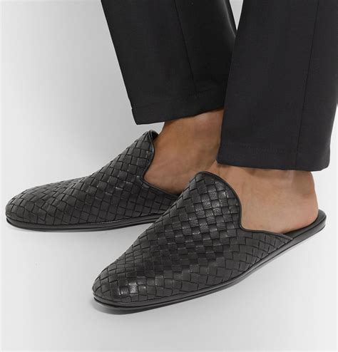 Bottega Veneta - Intrecciato Leather Backless Slippers - Men - Black ...