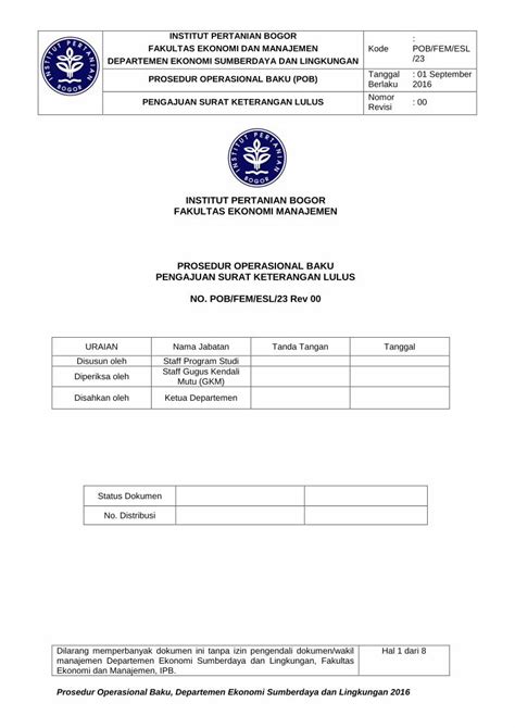 (PDF) INSTITUT PERTANIAN BOGOR FAKULTAS EKONOMI … Pengajuan SKL.pdf ...