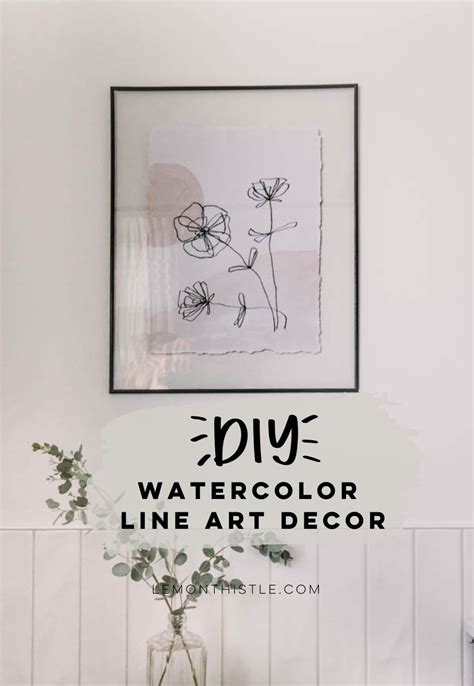 DIY Watercolor Line Art Decor - Lemon Thistle