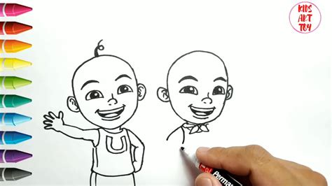 very easy , how to draw Cute Upin Ipin / drawing and coloring for kids ...