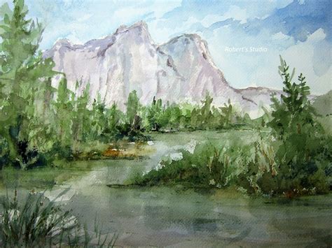 Watercolor Mountains Landscapes