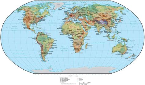 Free Printable Large World Map with Coordinates & Countries [PDF]