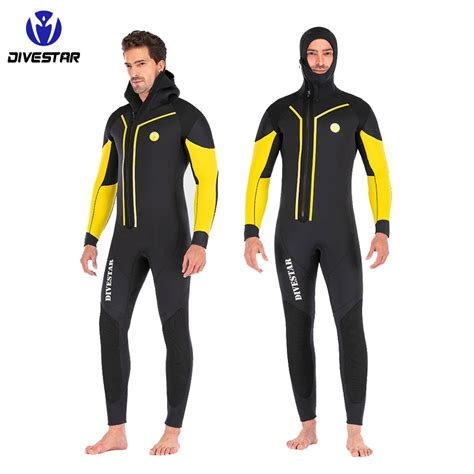 7mm Wetsuit Deep Diving Semi dry Wetsuit with Front Zipper and Warm ...