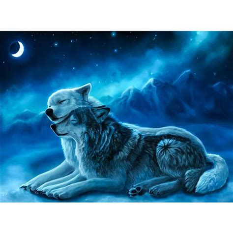 Diamond Painting - Full Round - 2 Wolves – Everydayedeals Anime Wolf ...