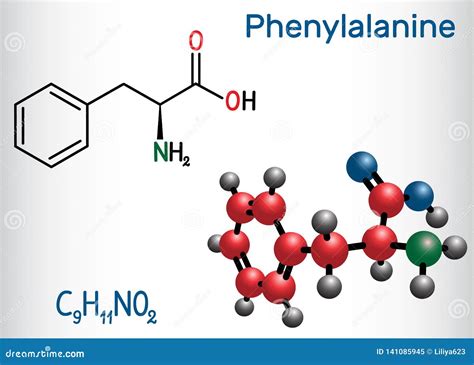 Phenylalanine Is An Amino Acid. Chemical Molecular Formula ...