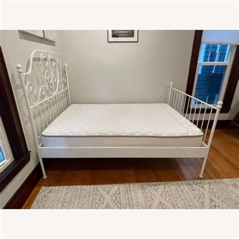 IKEA White Metal Bed Frame Full Size - AptDeco