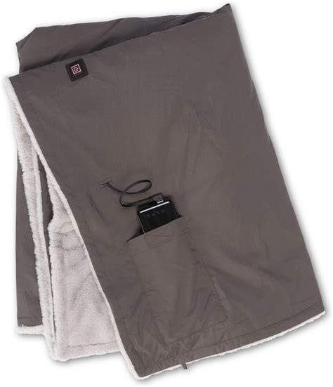 HEATWAVE Gray Battery Powered Heated Rechargeable Blanket - Portable ...