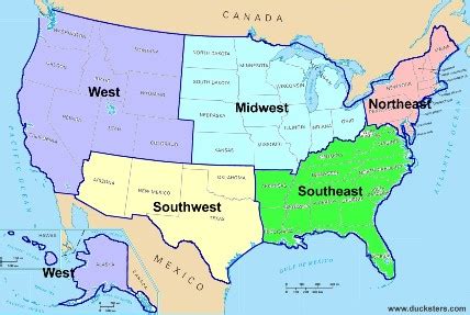 Regions Map Of The Usa