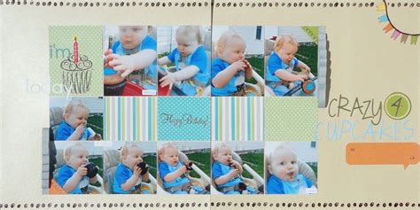 First Birthday 2 page scrapbook layout | Scrapbook layout sketches ...