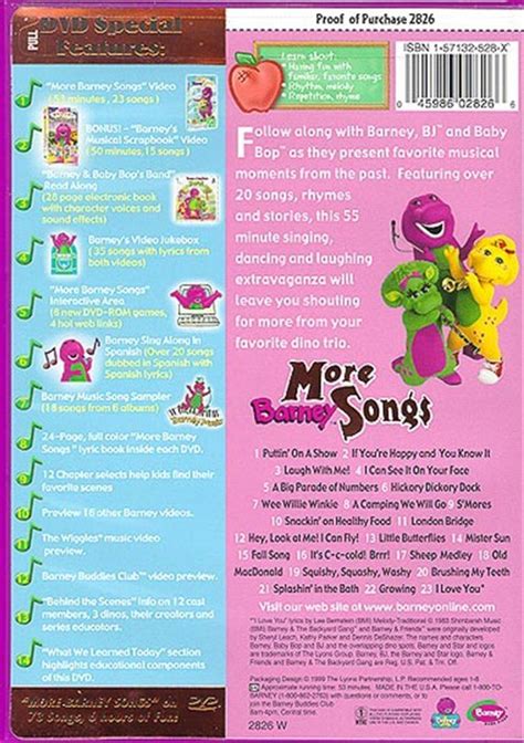 Barney: More Barney Songs (DVD 1999) | DVD Empire