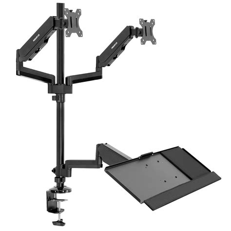 Mount-It! Dual Monitor Sit-Stand Desk Mount with Keyboard Tray | Fits ...